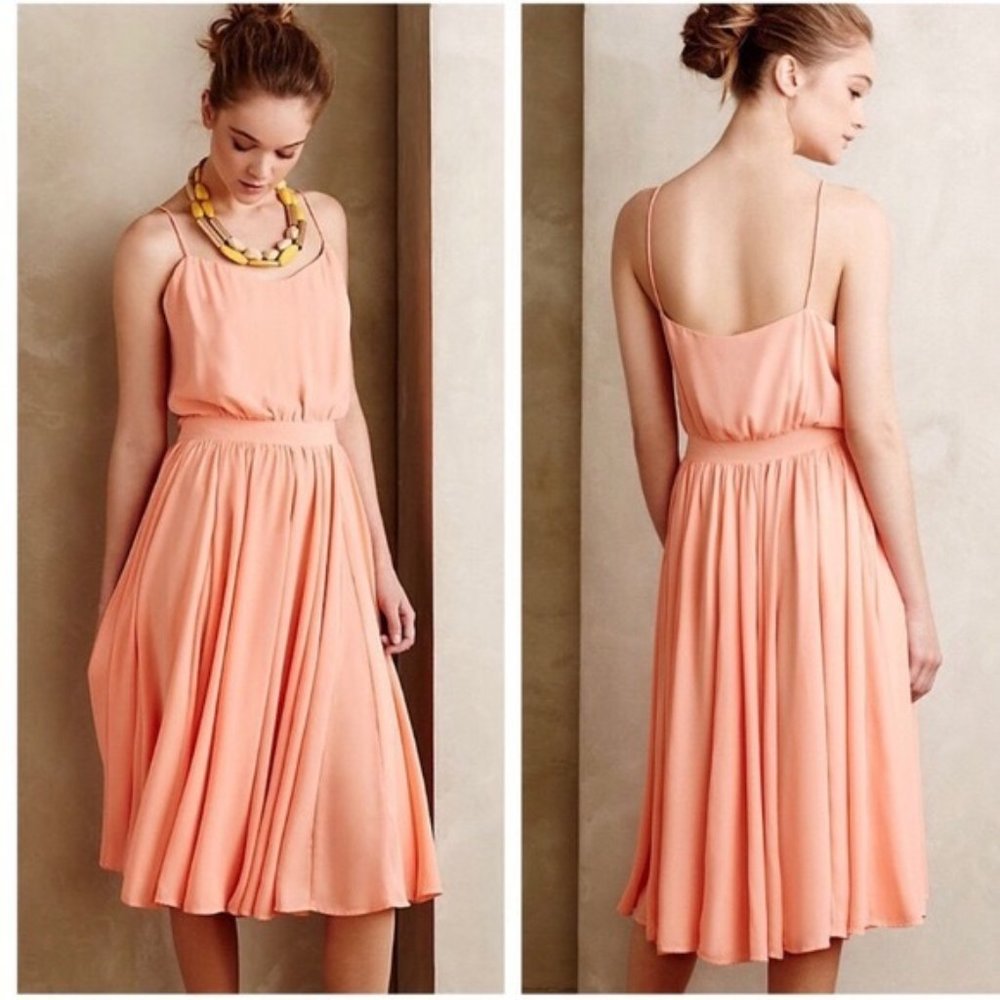 ❤️Anthropologie Paper Crown Peach Tree Dress Size 0